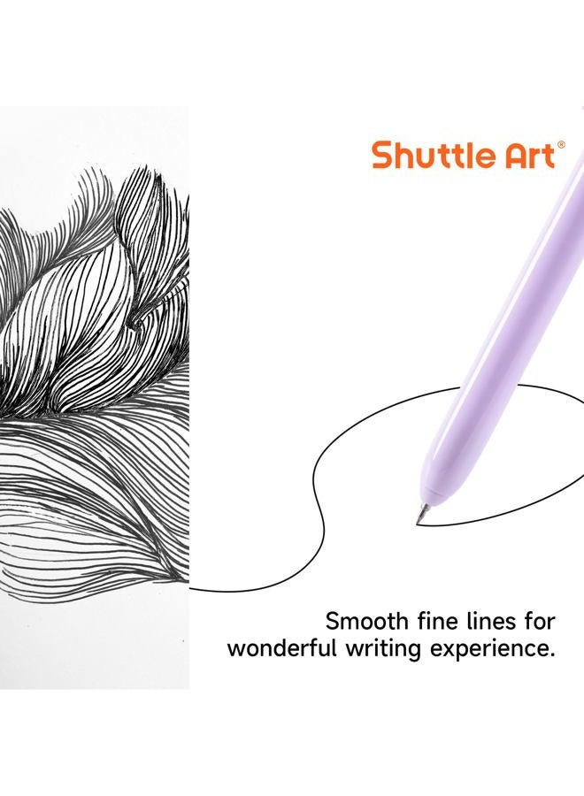 Shuttle Art Retractable Black Gel Pens Set, 15 Pack 0.5mm Black Ink Pastel Gel Ink Pens, Fine Point Rollerball Cute Pens for Women Students Writing Journaling Taking Notes School Office Supplies - Image 3