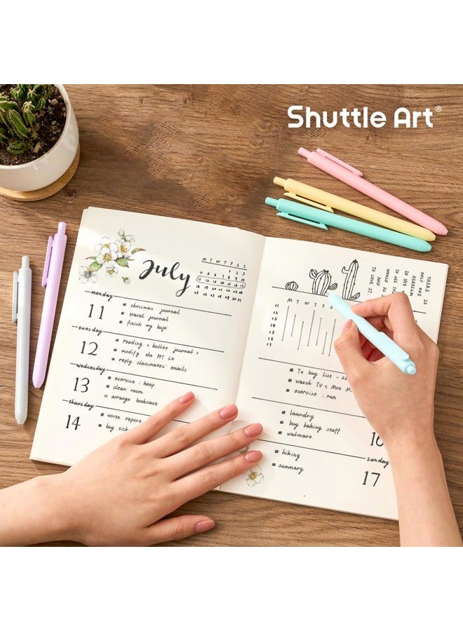 Shuttle Art Retractable Black Gel Pens Set, 15 Pack 0.5mm Black Ink Pastel Gel Ink Pens, Fine Point Rollerball Cute Pens for Women Students Writing Journaling Taking Notes School Office Supplies - Image 5