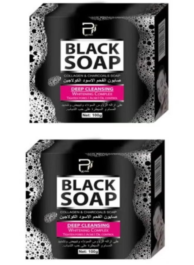 PYRON Black Soap Two pieces of black charcoal and collagen soap - 100 g