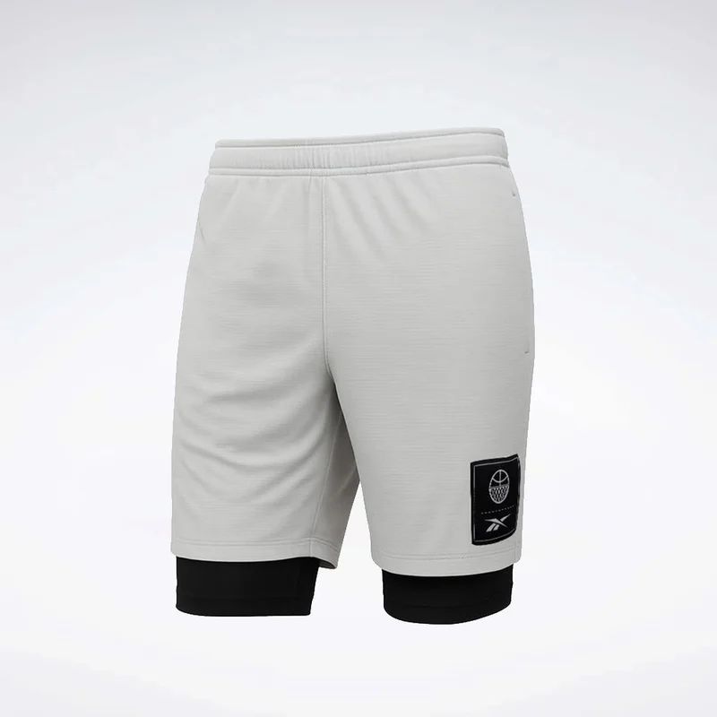 Reebok Basketball 2-in-1 Men's Short - Light Grey Marl