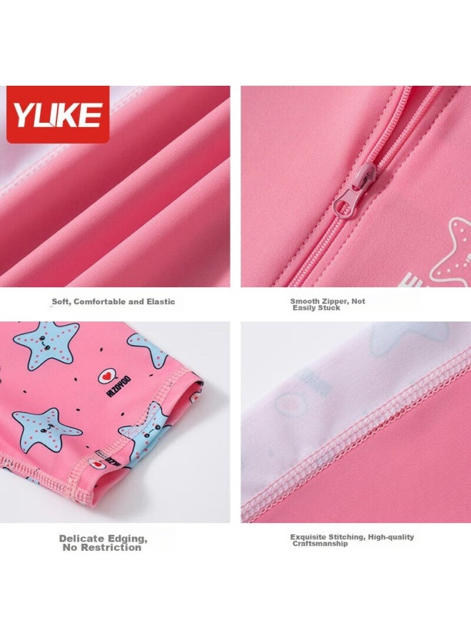 Yuke Conservative One-piece Swimsuit For Women With Swim Cap, Towel, And Water Gun, Pink Star Pattern, Size 5xl, With Chest Pads - Image 3