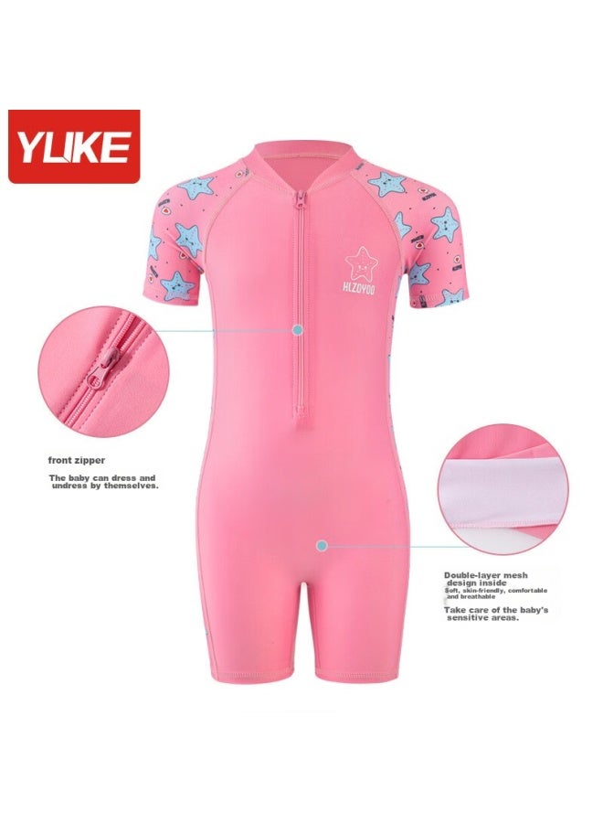 Yuke Conservative One-piece Swimsuit For Women With Swim Cap, Towel, And Water Gun, Pink Star Pattern, Size 5xl, With Chest Pads - Image 4