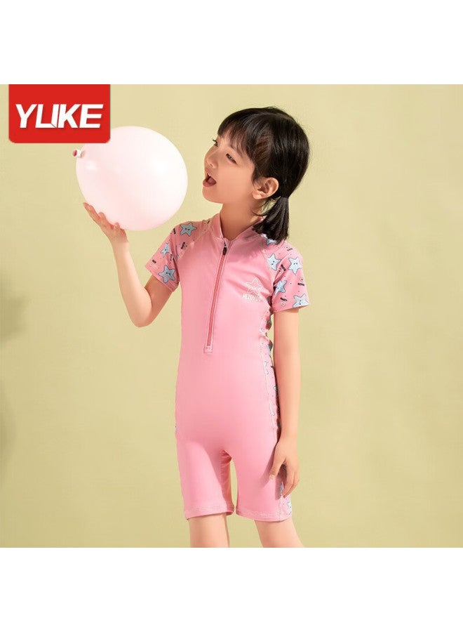 Yuke Conservative One-piece Swimsuit For Women With Swim Cap, Towel, And Water Gun, Pink Star Pattern, Size 5xl, With Chest Pads - Image 2