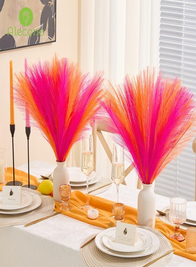 Alecono Pampas Grass 17in 𝟯𝟬𝙋𝙘𝙨, Orange and Hot Pink Artificial Faux Fluffy Pampas Grass Decor for Home Wedding Centerpieces Party - Image 4