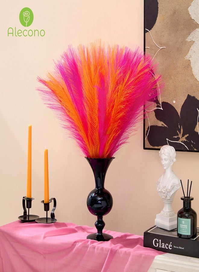 Alecono Pampas Grass 17in 𝟯𝟬𝙋𝙘𝙨, Orange and Hot Pink Artificial Faux Fluffy Pampas Grass Decor for Home Wedding Centerpieces Party - Image 5