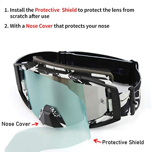 ZDATT Motocross Goggles Dirtbike ATV Motorcycle Anti-UV Motorbike Ski Goggles Anti-Slip Strap Nose Cover Fit Glasses & Helmet - Image 2