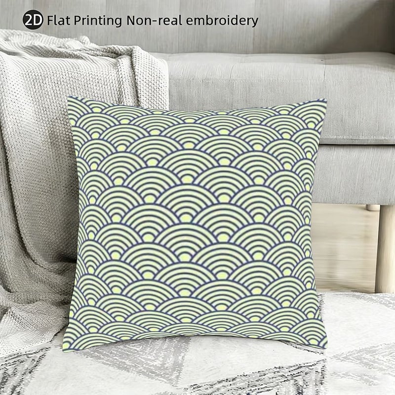 20x20 In Yellow Green Gradient Wave Pattern Printed Pillow Japanese Style Home Decor Cushion - Image 4