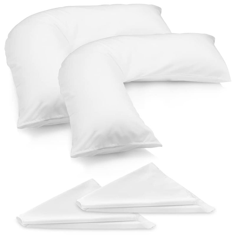 MH Traders 2 Pack Soft Support V Pillow with Pillowcase Orthopedic Support Pillow for Neck Back  Shoulder Pain Machine Washable  Anti Allergy Triangle pillows with Microfiber Filling