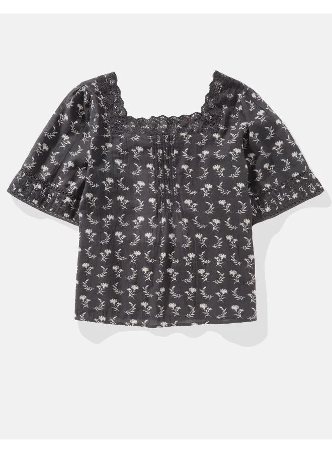 امريكان ايجل AE Square Neck Button-Up Blouse