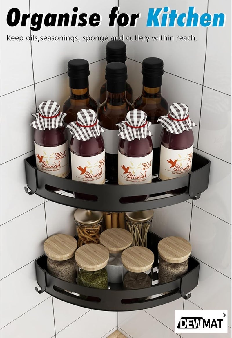 DEW MAT Plastic Bathroom Accessories Set/Bathroom Organiser Without Drill/Bathroom Shelves/Corner Bathroom Shelf/Corner Shelf for Kitchen Wall Mounted Sticky Corner Shelf for Wall(8.5 INCH,1 Piece). - Image 4