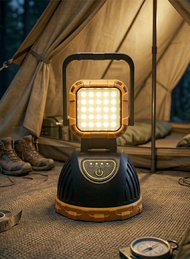 Hi Sheen مصباح عمل LED شمسي طراز Sheen HS-8033A، فانوس طوارئ قابل لإعادة الشحن، مصباح تخييم محمول مزود بشعاع ضوئي عالي قابل للدوران، يدعم الشحن عبر USB وType-C، يعمل كبنك طاقة (Power Bank)، ومصباح كاشف متعدد الأوضاع للاستخدام الخارجي، والصيد، وأعمال الإصلاح، وحالات انقطاع التيار الكهربائي. - Image 1