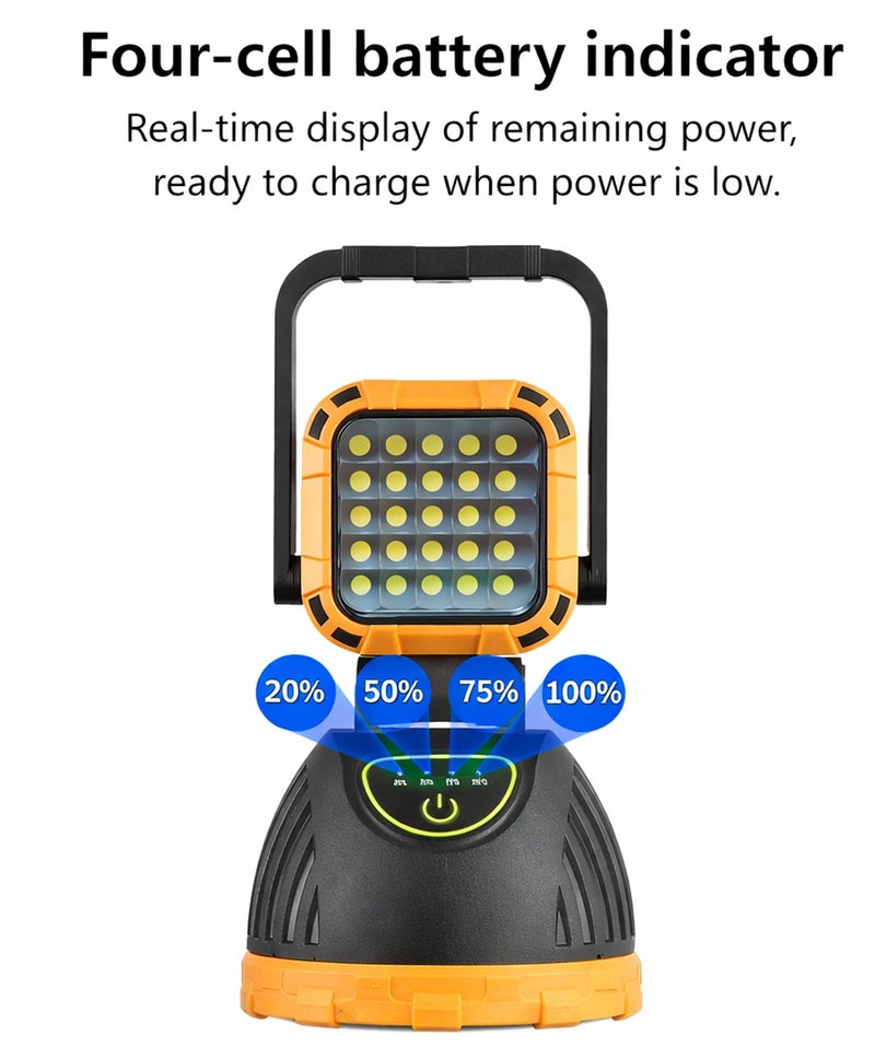 Hi Sheen مصباح عمل LED شمسي طراز Sheen HS-8033A، فانوس طوارئ قابل لإعادة الشحن، مصباح تخييم محمول مزود بشعاع ضوئي عالي قابل للدوران، يدعم الشحن عبر USB وType-C، يعمل كبنك طاقة (Power Bank)، ومصباح كاشف متعدد الأوضاع للاستخدام الخارجي، والصيد، وأعمال الإصلاح، وحالات انقطاع التيار الكهربائي. - Image 3