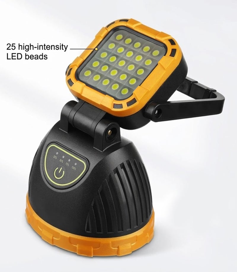 Hi Sheen مصباح عمل LED شمسي طراز Sheen HS-8033A، فانوس طوارئ قابل لإعادة الشحن، مصباح تخييم محمول مزود بشعاع ضوئي عالي قابل للدوران، يدعم الشحن عبر USB وType-C، يعمل كبنك طاقة (Power Bank)، ومصباح كاشف متعدد الأوضاع للاستخدام الخارجي، والصيد، وأعمال الإصلاح، وحالات انقطاع التيار الكهربائي. - Image 4
