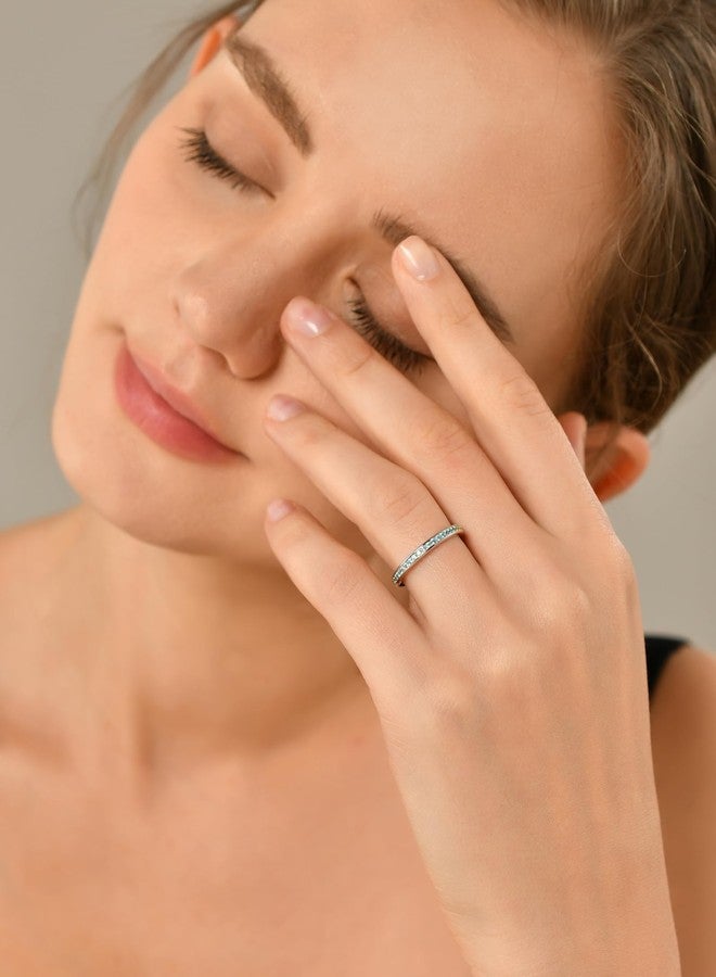 YL Women's Stackable Ring 925 Sterling Silver Eternity Bands Cubic Zirconia Stacking Rings-size7 - Image 3