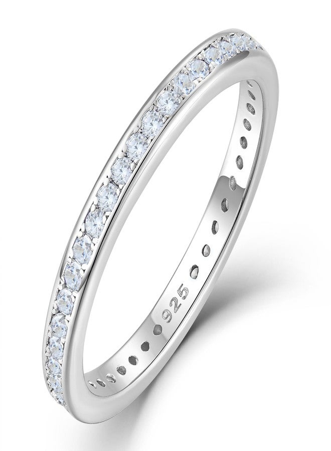 YL Women's Stackable Ring 925 Sterling Silver Eternity Bands Cubic Zirconia Stacking Rings-size7 - Image 1