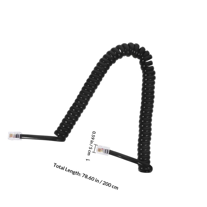 DOITOOL Coiled Telephone Receiver Cord 4p4c Rj9 Black 2m Curly Phone Extension Cable for Home and Office Landline Telephone Accessories - Image 2