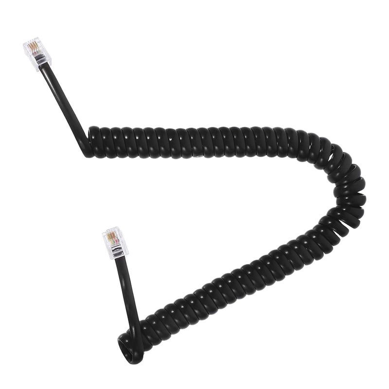 DOITOOL Coiled Telephone Receiver Cord 4p4c Rj9 Black 2m Curly Phone Extension Cable for Home and Office Landline Telephone Accessories - Image 1