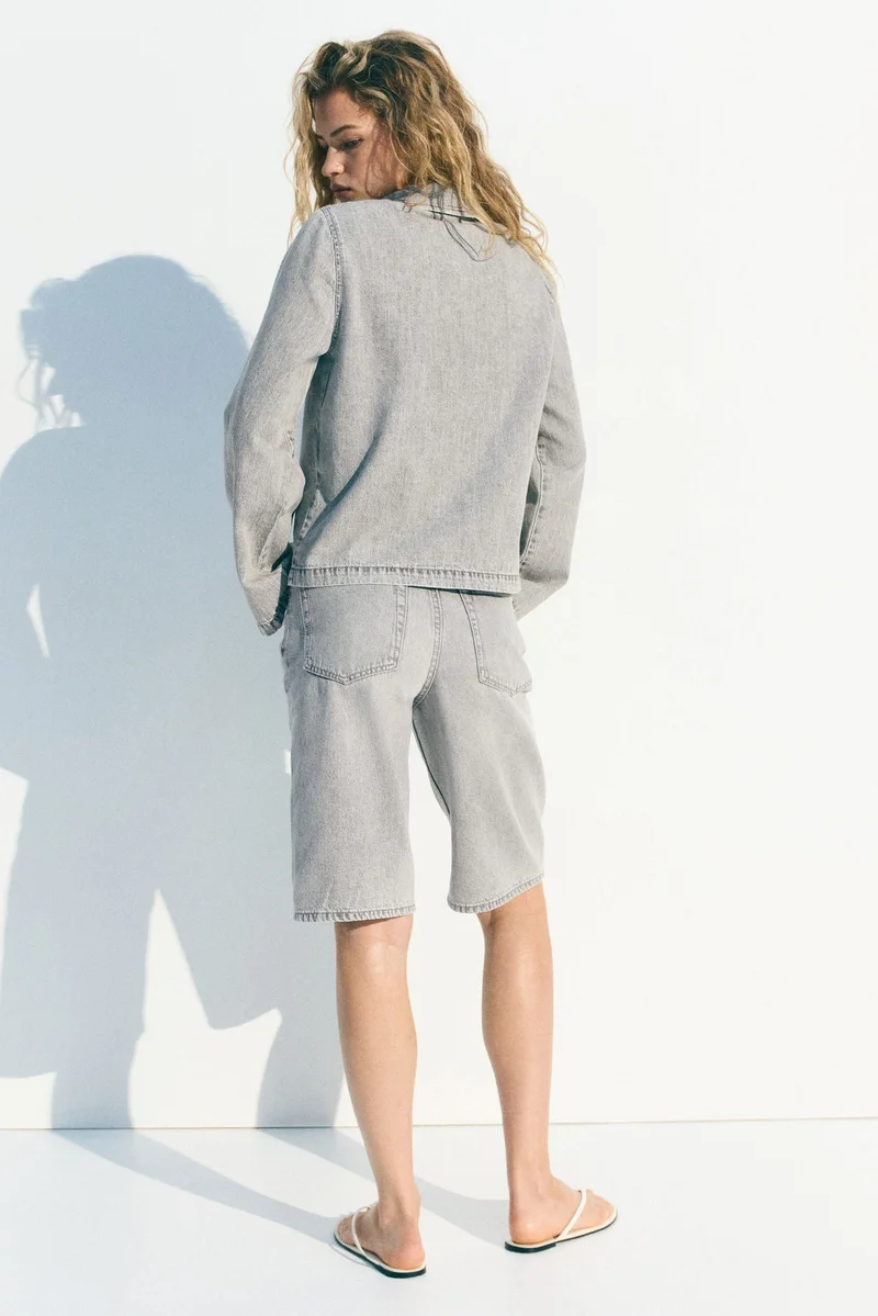 اتش اند ام جاكيت دنيم برباط من الأمام