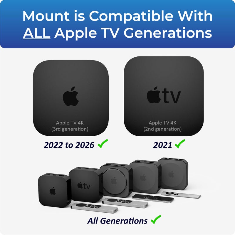 ReliaMount Basic Mount for Apple TV â€“ Compatible with All Apple TV Generations (Including All 4K Models) - Image 4