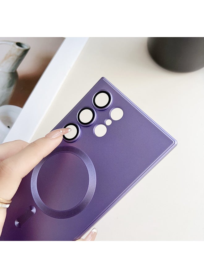 Matte Metal Coating Liquid Silicone MagSafe Magnetic Case For Samsung Galaxy S25 Ultra, Full Wrap Shockproof Soft Silicone Protective Cover, Anti-Fingerprint Solid Color Phone Shell - Image 2