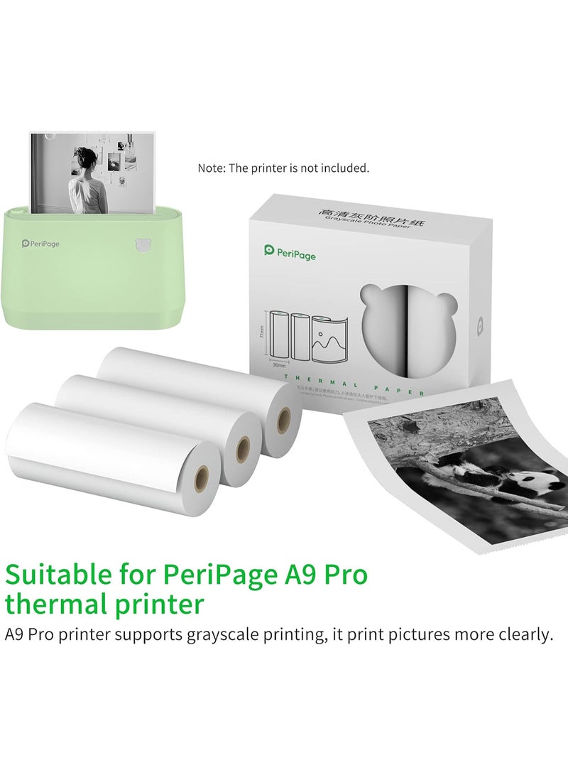PeriPage 77 x 30mm Photo Paper Non-Adhesive Thermal Paper Rolls BPA-Free Waterproof Oil-proof Friction-proof for A9 Pro Portable Pocket Thermal Mobile Printer, 3 Rolls - Image 3