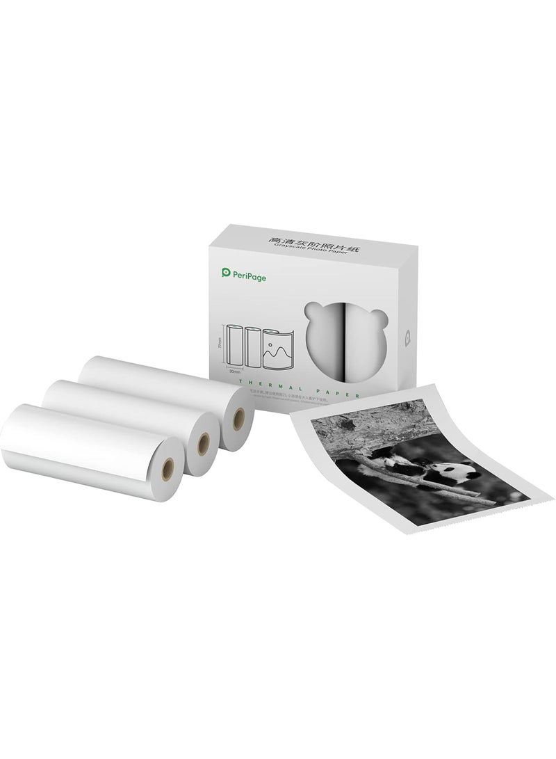 PeriPage 77 x 30mm Photo Paper Non-Adhesive Thermal Paper Rolls BPA-Free Waterproof Oil-proof Friction-proof for A9 Pro Portable Pocket Thermal Mobile Printer, 3 Rolls - Image 1
