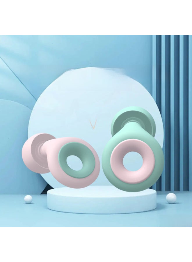 Silicone Earplugs Swimming Professional Waterproof Super Noise Reduction Earplugs Sleep Sound Insulation Earplugs For Elderly Bathing Ears-Color:Triangular Style [white, Pink And White] White High-end Box + Color Box