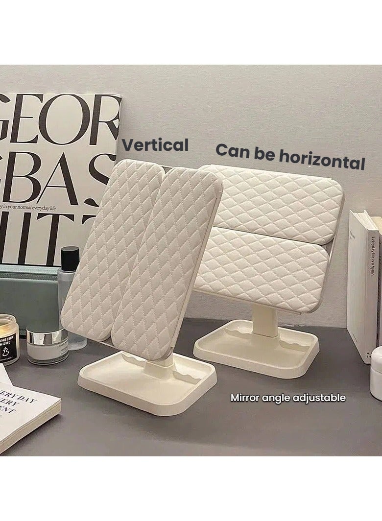 general LED Desktop Makeup Mirror with Lights Three-Fold Magnifying Rotatable Mirror for Bedroom Vanity - Image 2