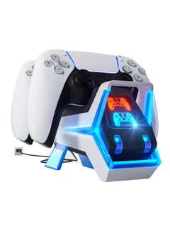 PS5 Controller Charger Station, PS5 Charging Station with Fast Charging AC UK Adapter 5V/3A, Electronic Dog Style Dual Playstation 5 Controller Charger Station Accessories with LED Indicator