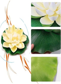 Generic 12 Pcs Artificial Floating Foam Lotus Flower with Water Lily Pad, Lifelike Ornanment Perfect for Home Garden Pond Decoration  - Image 5