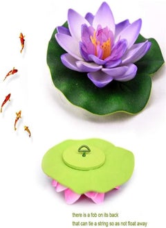 Generic 12 Pcs Artificial Floating Foam Lotus Flower with Water Lily Pad, Lifelike Ornanment Perfect for Home Garden Pond Decoration  - Image 4