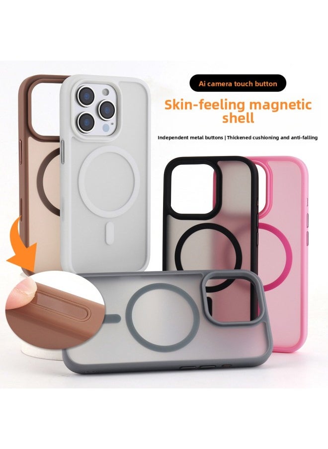 Generic - For Iphone 16Promax Skin-sensitive Magnetic Suction Phone Case Smart Touch Button Ai Photo Button For Iphone16-Color:Ai Button-2.0 Skin-feeling Magnetic Shell-desert Gold-Applicable Models:For Iphone 16 Pro Max - Image 1