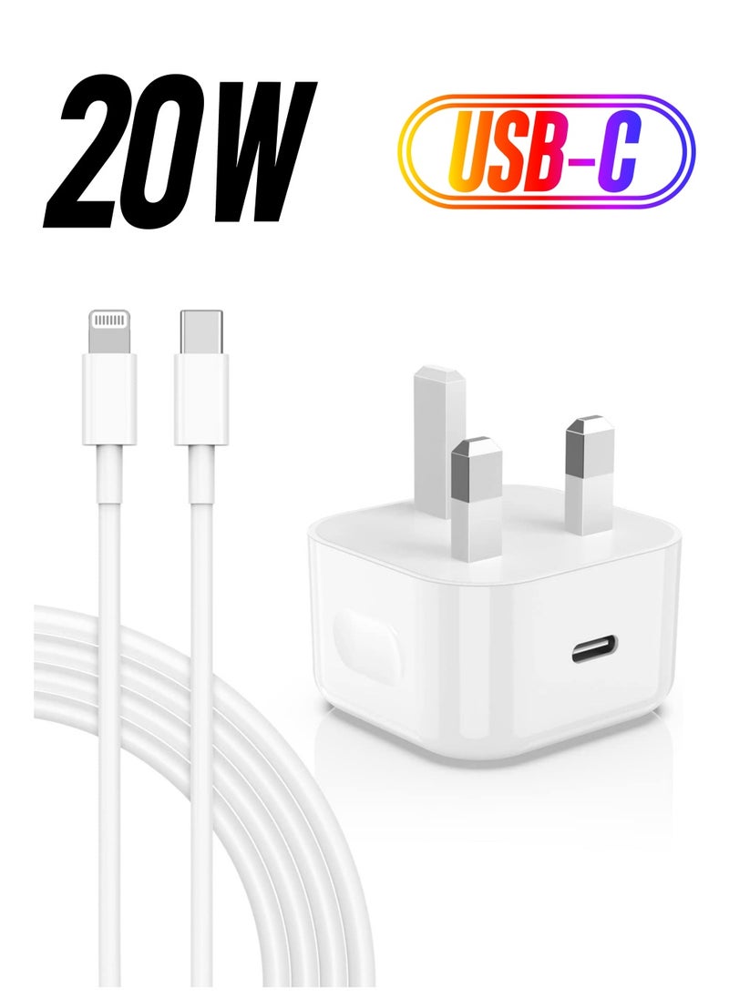ELTRAZONE iPhone 13 Charger Plug and Cable, 20W USB C Plug with USB C Lightning Cable, USB C Apple Lightning Cable and iPhone Plug uk Charger for iPhone 13 Pro Max/12/12Mini/11/XR/XS/X/8  - Image 1