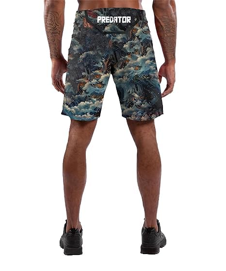 AKIBA Combat MMA Sublimation Printing Training Shorts for Kickboxing Muay Thai BJJ Boxing Grappling | 4 Way Lycra Relaxed Fit Knee Length Fighting | Sportswear | Multi Colour 34 (Size, L) - Image 2