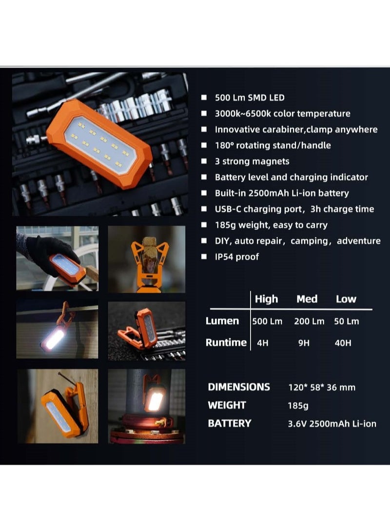 Compact work lights: magnetic lights, folding work lights, signal lights, rechargeable LED flashlights, operating times of 4 hours/10 hours/40 hours, adjustable colour temperature - Image 3