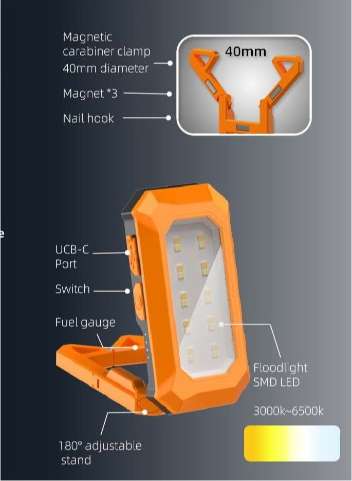 Compact work lights: magnetic lights, folding work lights, signal lights, rechargeable LED flashlights, operating times of 4 hours/10 hours/40 hours, adjustable colour temperature - Image 4