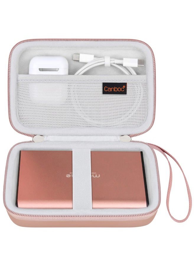 Hard Carrying Case for Maxone 250GB 320GB 500GB 1TB 2TB Ultra Slim Portable External Hard Drive HDD USB 3.0, Mesh Pocket, Rose Gold
