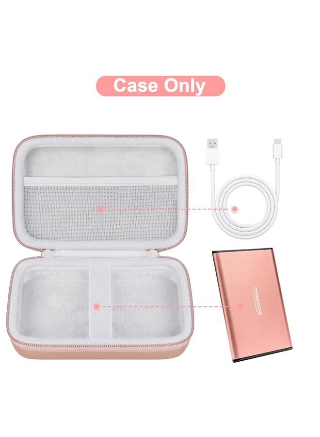 Canboc Hard Carrying Case for Maxone 250GB 320GB 500GB 1TB 2TB Ultra Slim Portable External Hard Drive HDD USB 3.0, Mesh Pocket, Rose Gold - Image 2