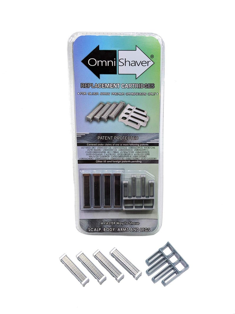 OmniShaver Premium Omnishaver Replacement Cartridge Refill Kit with Blade Removal Tool - Self Cleaning & Self-Stropping Shaving Razors for Men & Women - Safe & Smooth Mens Razors Blades Refills - 4 Cartridges - Image 1
