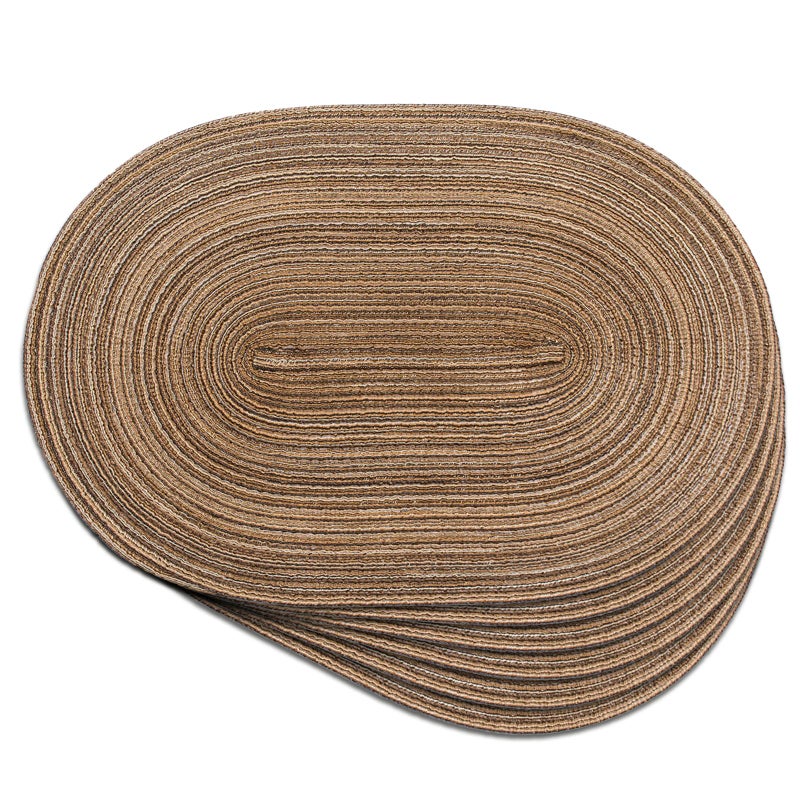Noctiflorous Noctiflorous Oval Braided Placemats Set of 6 Woven 12x18 Inch Non Slip Washable Heat Resistant Place Mats Round Tablemats for Dining Kitchen Party Daily Table Decor Dinner Mats 12 Brown 6