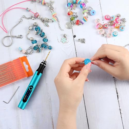 Uolor 3-Speed Cordless Mini Drill Pen, Rechargeable DIY Electric Hand Drill with 10 Small Drill Bits, Micro Drill Set for Jewelry Making Stone Plastic Resin Keychains - Image 3