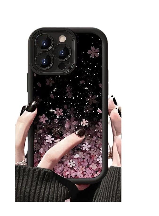 غطاء الحماية الأسود Starlight Sakura Matte لهاتف iPhone 16 Pro Max - مقاوم للصدمات ، مضاد للخدش ، مضاد للسقوط - Image 1