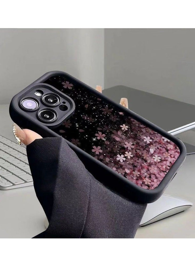 غطاء الحماية الأسود Starlight Sakura Matte لهاتف iPhone 16 Pro Max - مقاوم للصدمات ، مضاد للخدش ، مضاد للسقوط - Image 2