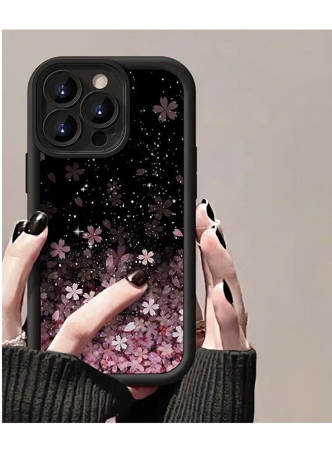 غطاء الحماية الأسود Starlight Sakura Matte لهاتف iPhone 16 Pro Max - مقاوم للصدمات ، مضاد للخدش ، مضاد للسقوط - Image 3