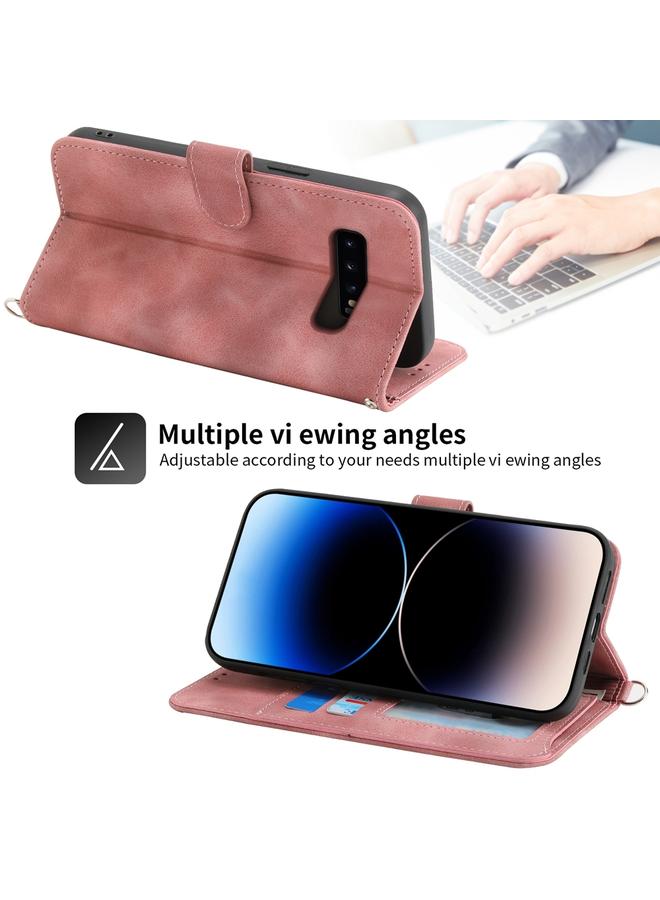 S-TOP Case For Samsung Galaxy S10+ Skin-feel Flowers Embossed Wallet Leather Phone Case - Image 3