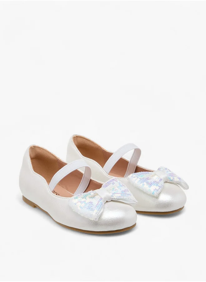 JUNIORS Bow Accent Ballerina Shoes with Elastic Closure