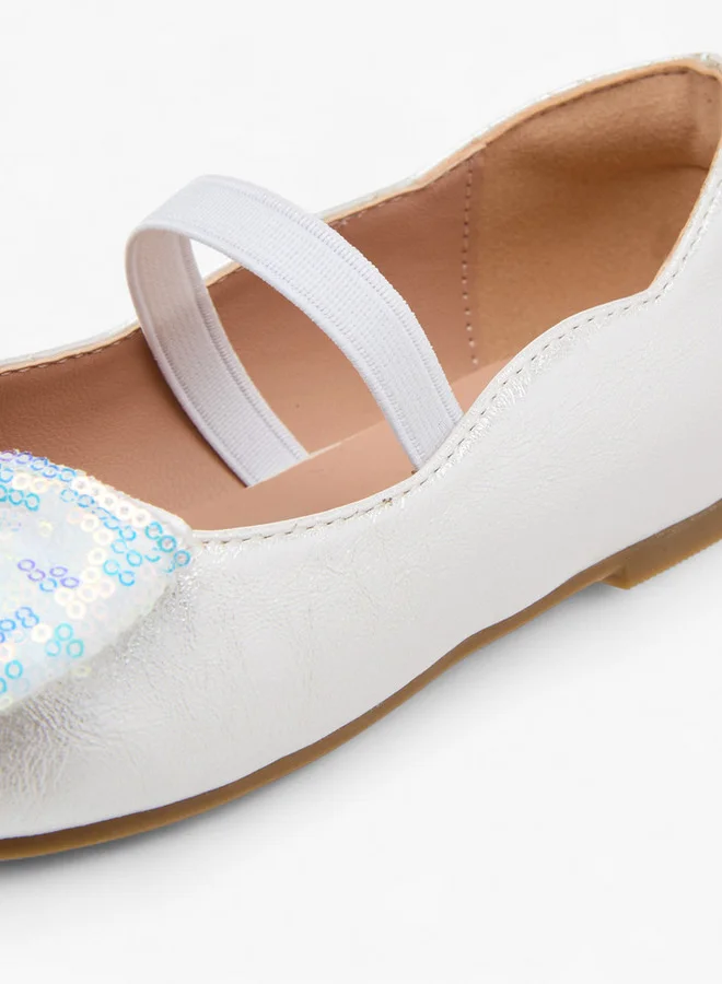 JUNIORS Bow Accent Ballerina Shoes with Elastic Closure
