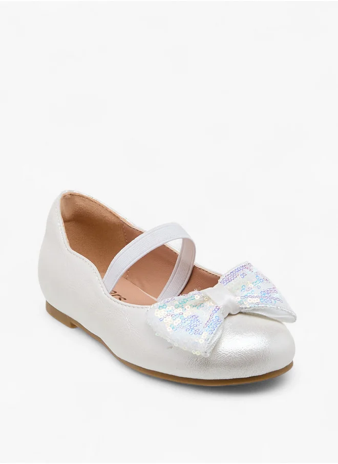 JUNIORS Bow Accent Ballerina Shoes with Elastic Closure