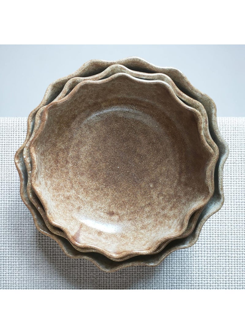 color zone pottery Distinctive set of pottery and ceramic bowls in varied shapes; oven and microwave safe; sizes 20, 22, and 25. - Image 3