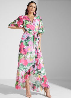 Hope & Ivy Floral Tie Detail Wrap Dress  - Image 4